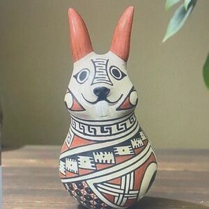 Mata Ortiz Pottery Rabbit Effigy Lourdes Villalba Paquime Folk Art Mexican Clay